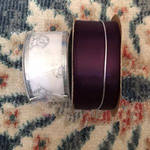 Silver Heart Print and Eggplant Ribbon